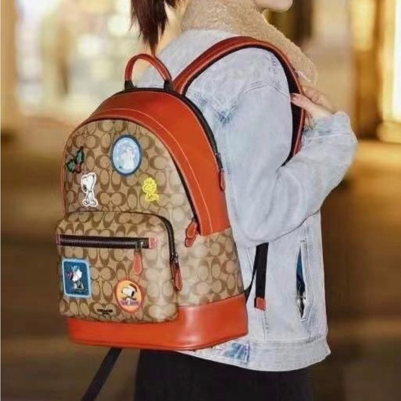 NWT Coach Coach X Peanuts West Backpack In Signature Canvas With Patches - Picture 4 of 8